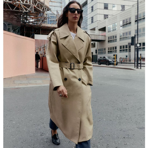 Zara Jackets & Blazers - Zara Belted Topcoat | Tan Trench Coat | Size XL NWT Brown Beige